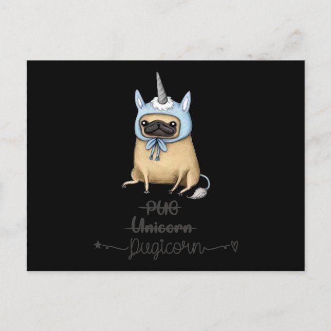 Pug unicorn equal PUGICORN Holiday Postcard (Front)