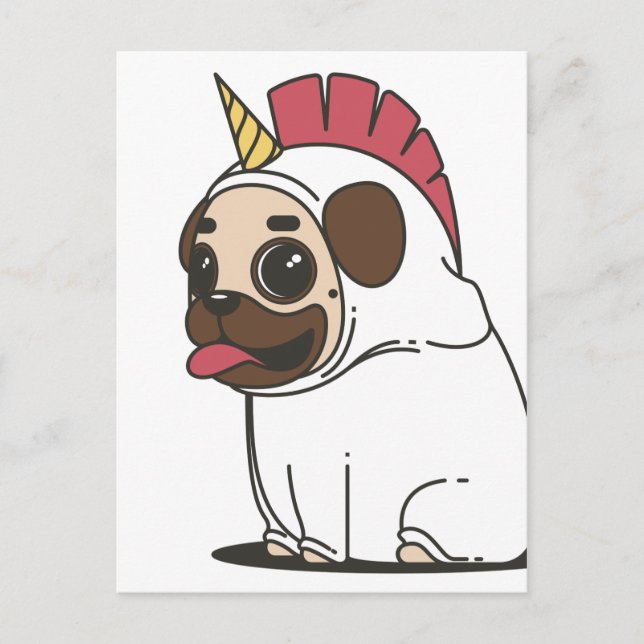 PUG UNICORN POSTCARD (Front)