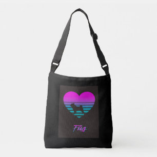 Pug Vaporwave Heart Pug Dog Lover Gift Crossbody Bag