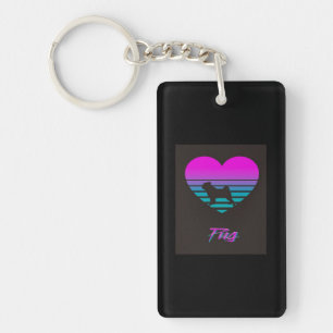 Pug Vaporwave Heart Pug Dog Lover Gift Key Ring