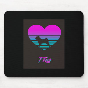 Pug Vaporwave Heart Pug Dog Lover Gift Mouse Pad