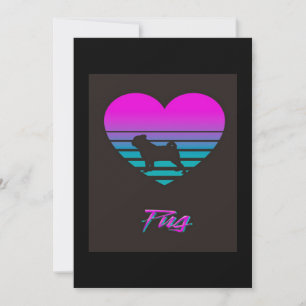 Pug Vaporwave Heart Pug Dog Lover Gift Thank You Card