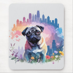 Pug Vector Art Animal In The Majestic Nature Wild Mouse Pad