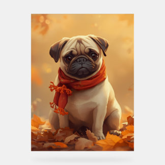  Pug Vibes: Cute Autumn Pug Acrylic Sign