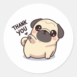 Pug - Vielen Dank Classic Round Sticker