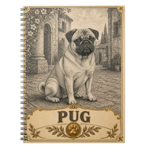 Pug, Vintage Heritage Dog Notebook
