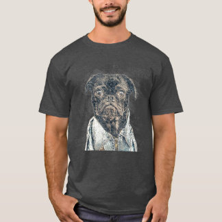 Pug Vintage Retro Blueprint Design Dog Lovers Gift T-Shirt