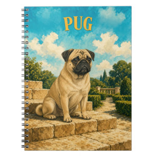 Pug, Vintage Watercolor Dog Art Notebook