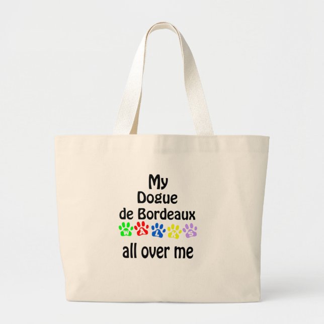 Pug Walks Design Large Tote Bag (Front)