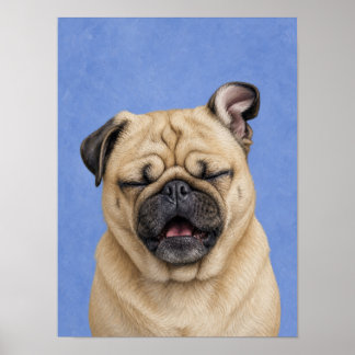 Pug Wall Art — Sneezing Funny Painterly Portrait