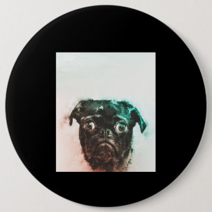 Pug Watercolor Cute Pug Dog Art Watercolor 6 Cm Round Badge
