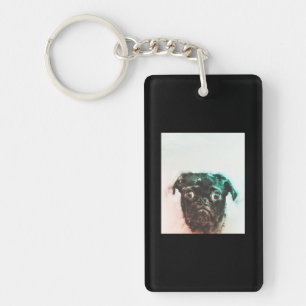 Pug Watercolor Cute Pug Dog Art Watercolor Key Ring