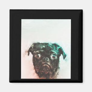Pug Watercolor Cute Pug Dog Art Watercolor Magnet