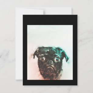 Pug Watercolor Cute Pug Dog Art Watercolor Thank You Card