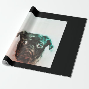 Pug Watercolor Cute Pug Dog Art Watercolor Wrapping Paper