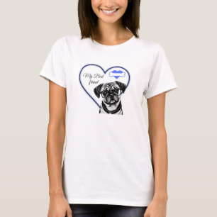 Pug Wearing Glasses Heart Dog Customisable Saying T-Shirt