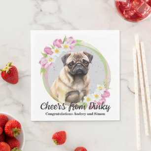 Pug Wedding Napkins With Dogs Photo