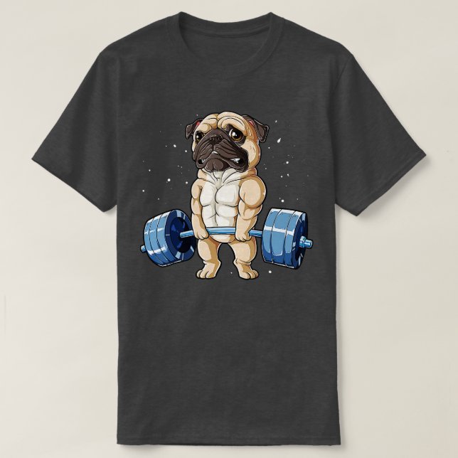 Pug Weightlifting Funny Deadlift Men Fitness Gym W T-Shirt (Design Front)