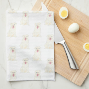 Pug (White) Tea Towel