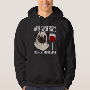 Pug Wine Lover Gift For Her Classic T-Shirt 903 Hoodie