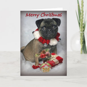 Pug Wishes you Merry Christmas Holiday Card