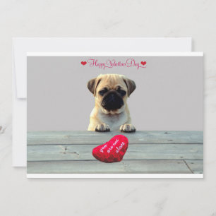 Pug Wishing Happy Valentine's day invitation card