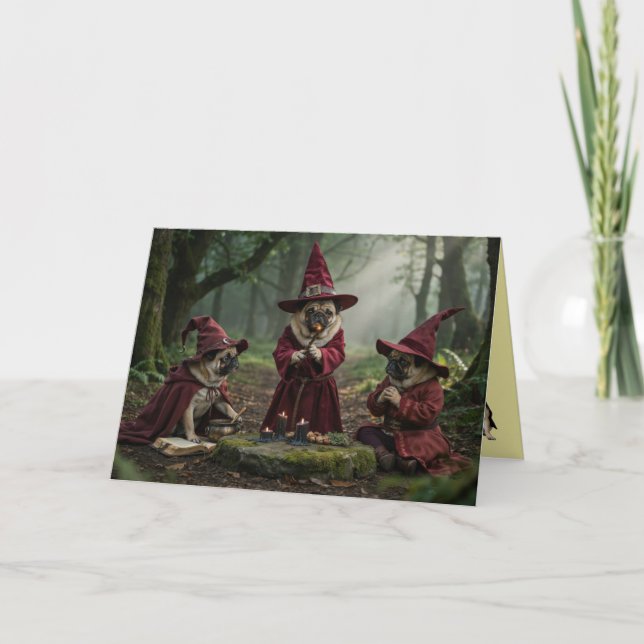 Pug Witch Halloween Card (Front)