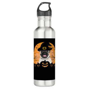 Pug Witch Hat Jack-o-Lantern Dogs Halloween T-Shir 710 Ml Water Bottle