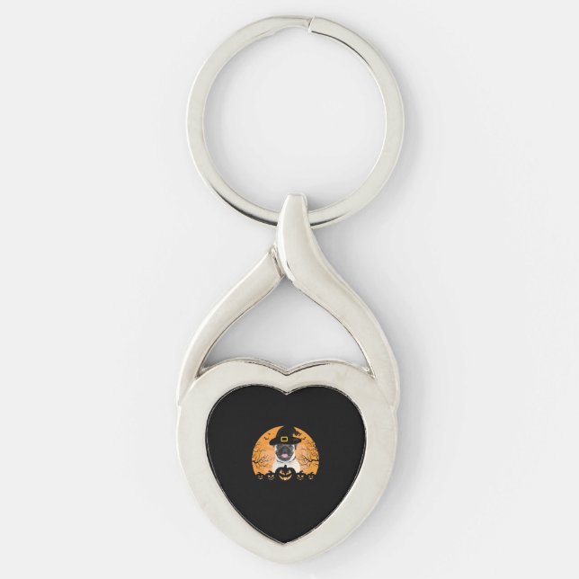 Pug Witch Hat Jack-o-Lantern Dogs Halloween T-Shir Key Ring (Front)