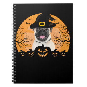 Pug Witch Hat Jack-o-Lantern Dogs Halloween T-Shir Notebook