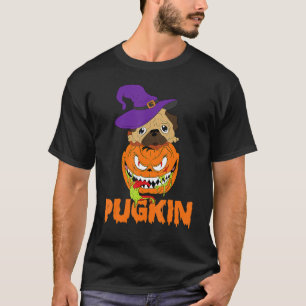 Pug Witch Pumpkin Halloween Kids Men Women Pugkin  T-Shirt