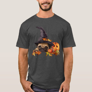 Pug Witch Pumpkin Halloween Lover Pugkin Dog WItch T-Shirt