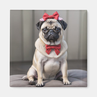 Pug with a bow magnet