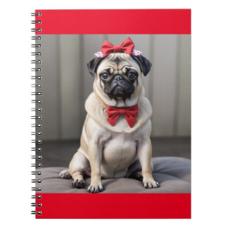 Pug with a bow notebook