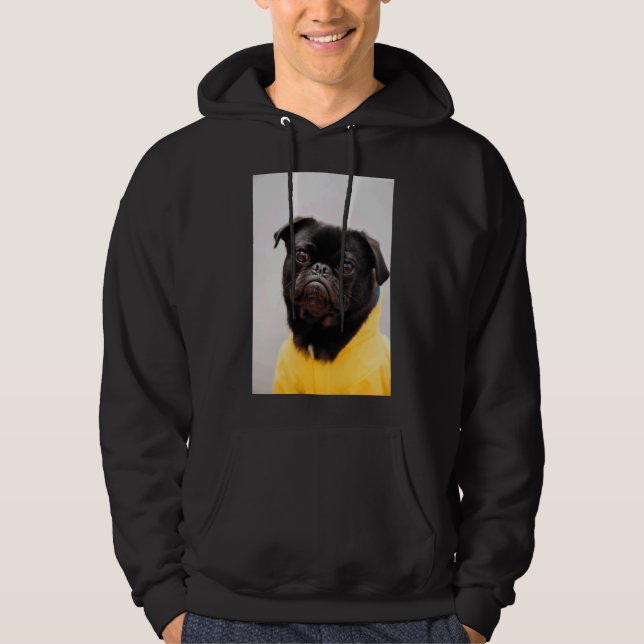 Pug with a yellow T-shirt Classic T-Shirt 946 Hoodie (Front)