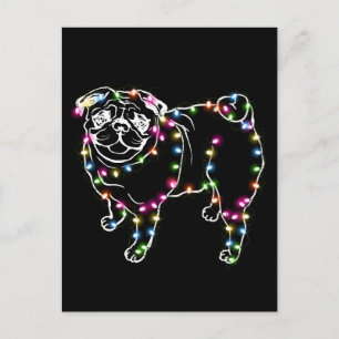 Pug With Christmas Light Pug Owner Xmas Gifts Her Postcard