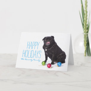 Pug With Christmas Ornaments Holiday Card