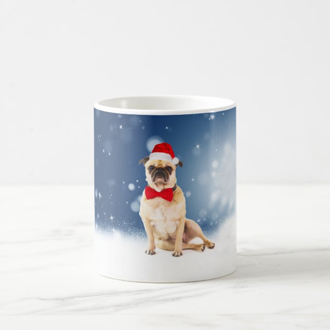 Pug with Christmas Santa Hat Coffee Mug (Center)