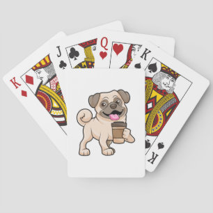 Pug with Coffee to go Playing Cards