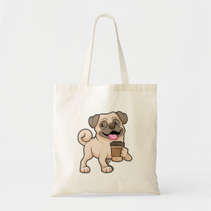 Pug with Coffee to go Tote Bag