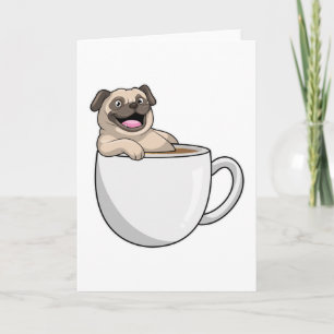 Pug with Cup of Coffee Card