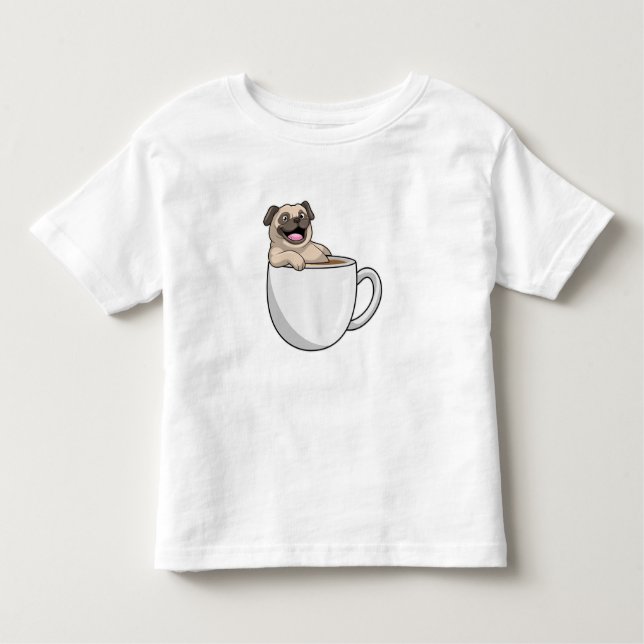 Pug with Cup of Coffee Toddler T-Shirt (Front)