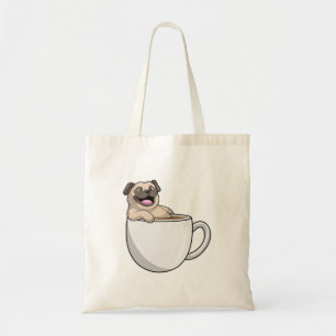 Pug with Cup of Coffee Tote Bag