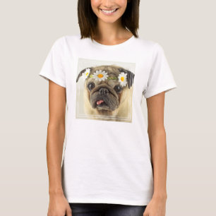 Pug with Daisy Crown T-Shirt
