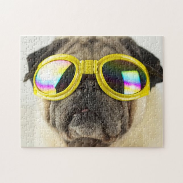 Pug with Goggles Jigsaw Puzzle (Horizontal)