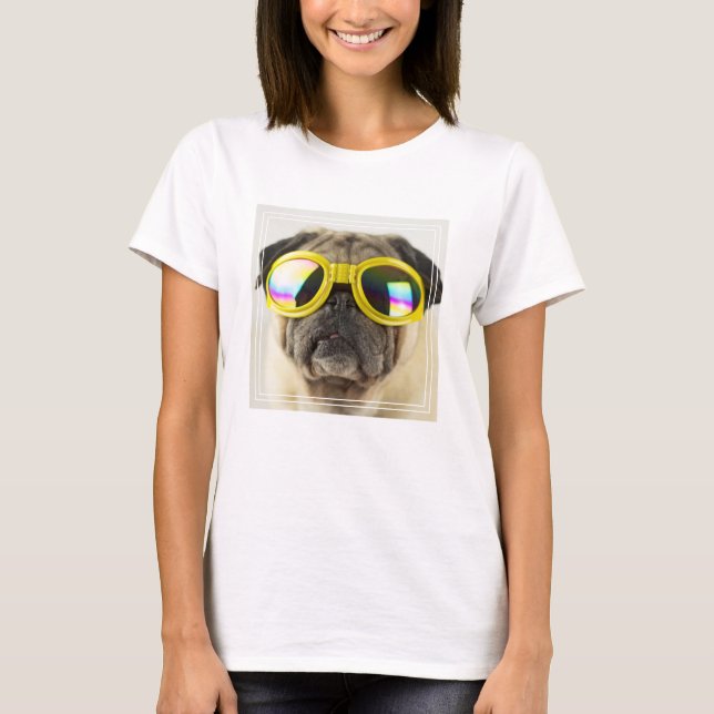 Pug with Goggles T-Shirt (Front)