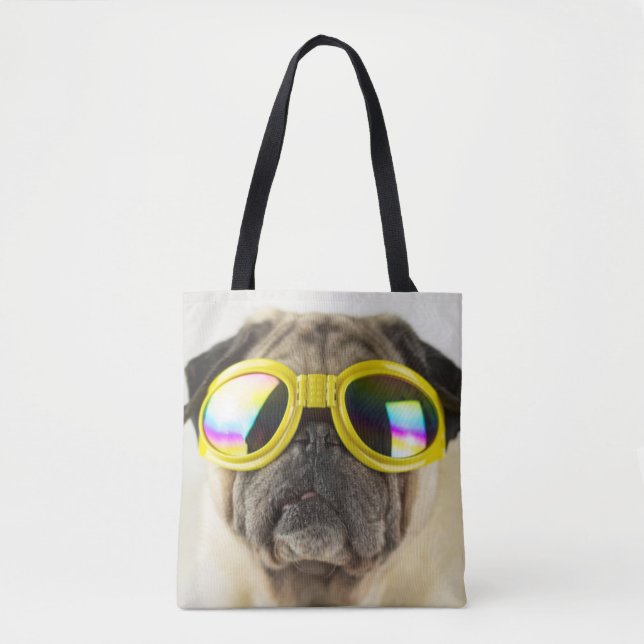 Pug with Goggles Tote Bag (Front)