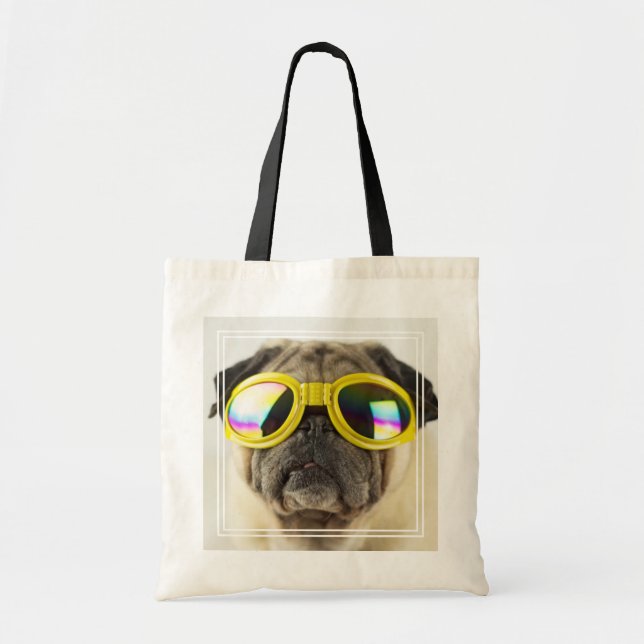 Pug with Goggles Tote Bag (Front)
