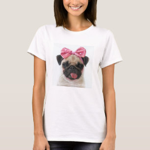 Pug with Pink Bow T-Shirt