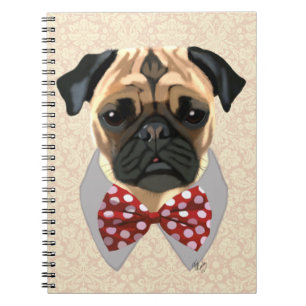 Pug with Red and White Spotty Bow Tie Notebook